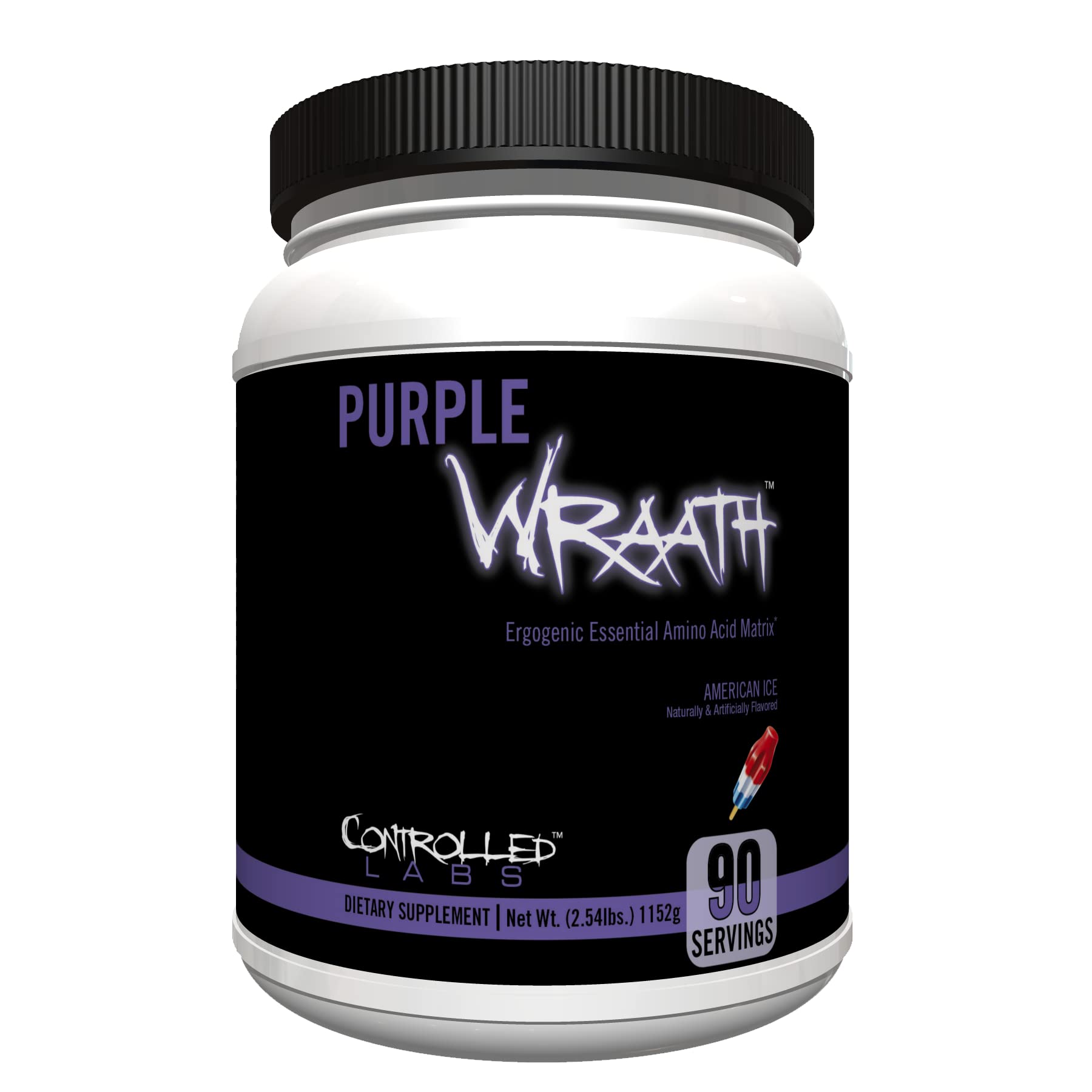 CONTROLLED LABS Purple Wraath, BCAA and EAA Amino Acid Supplement, with Endurance Blend Intra Workout Powder, Optimal Endurance, Focus, and Stamina (American Ice, 90 Servings)