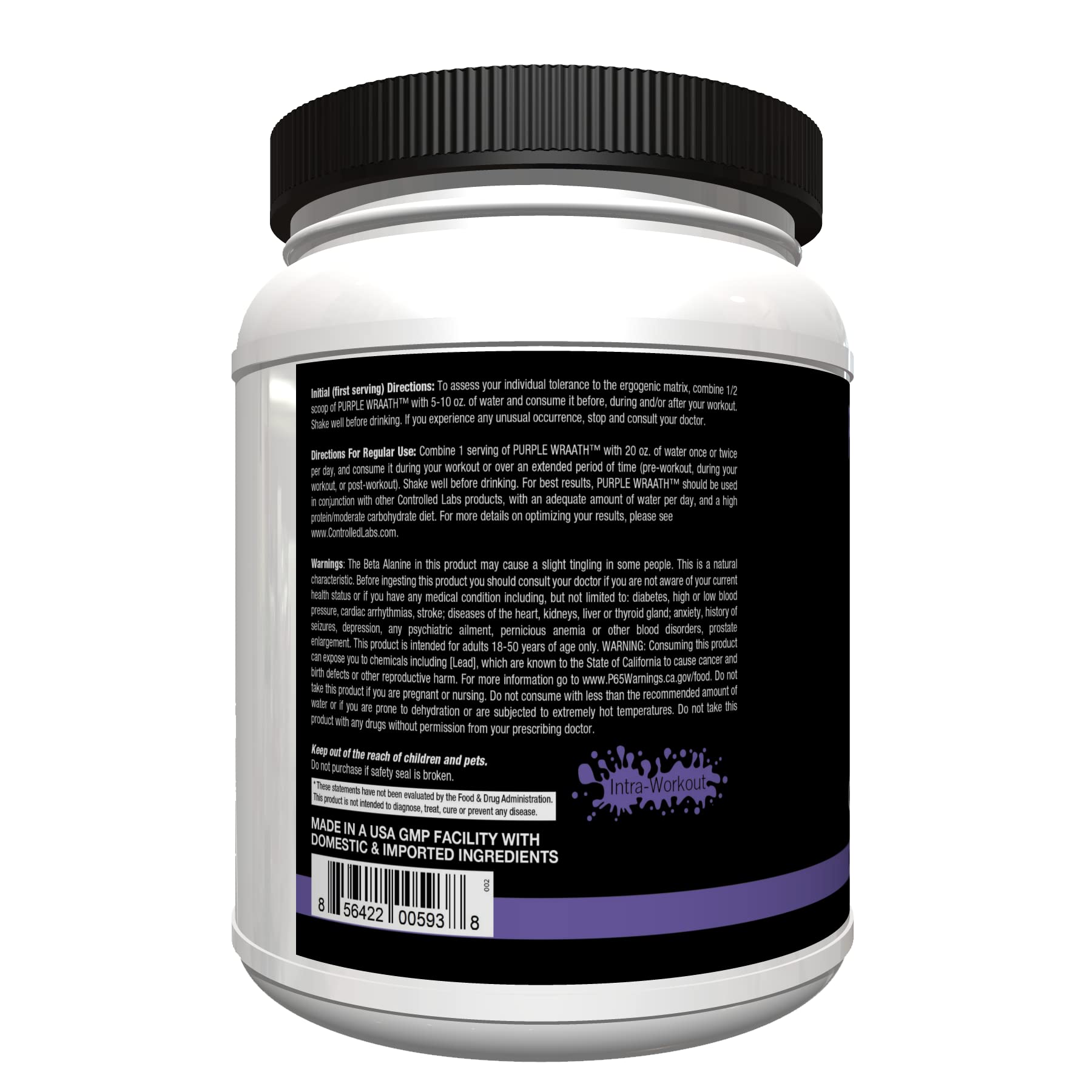 CONTROLLED LABS Purple Wraath, BCAA and EAA Amino Acid Supplement, with Endurance Blend Intra Workout Powder, Optimal Endurance, Focus, and Stamina (American Ice, 90 Servings)