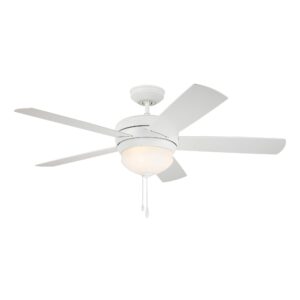 luminance kathy ireland home summerhaven led ceiling fan with light kit, 52 inch | outdoor wet rated fixture with weather resistant blades | includes candelabra base bulbs and pull chain, satin white