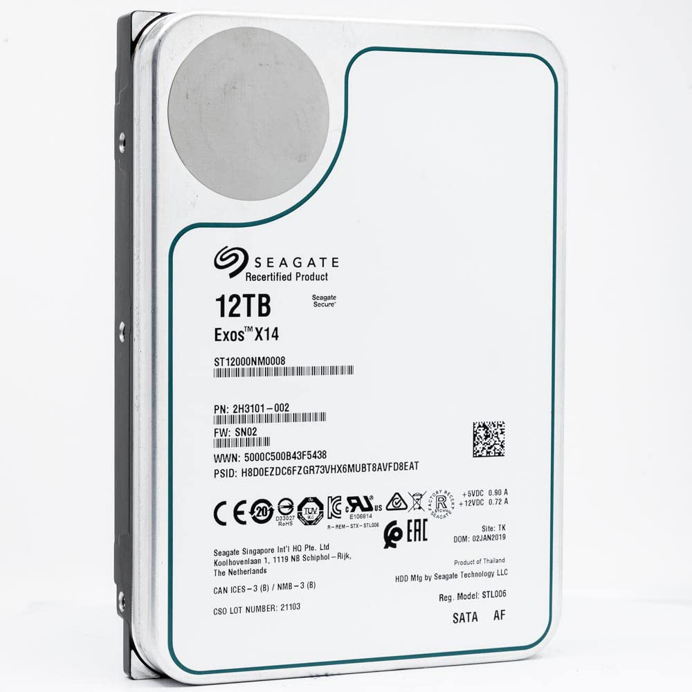 Seagate 12TB HDD Exos X14 SATA 6Gb/s 512e 7200RPM 3.5" Enterprise Hard Drive (Renewed)