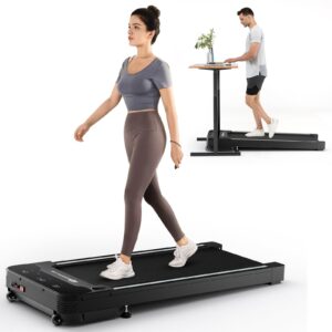 goplus under desk treadmill, electric treadmill walking pad with touchable led display and wireless remote control, built-in 3 workout modes and 12 programs, running jogging for home office