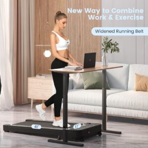 Goplus Under Desk Treadmill, Electric Treadmill Walking Pad with Touchable LED Display and Wireless Remote Control, Built-in 3 Workout Modes and 12 Programs, Running Jogging for Home Office