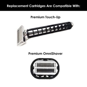 Premium Omnishaver Replacement Cartridge Refill Kit with One Blade Removal Tool - an Alternative to Disposable, Self Cleans & Strops During Use - Durable Smooth & Comfortable 4 Cartridges