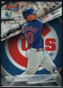 2016 bowman's best baseball refractor #51 willson contreras chicago cubs official mlb trading card produced by topps