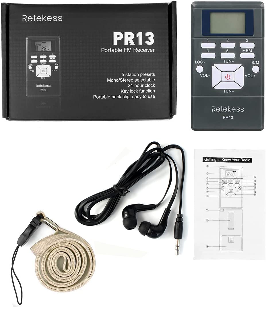 Retekess Church Translation System with 1 TR503 FM Transmitter Headset and 10 PR13 FM Radio Receivers, FM Listening System for Factory Museum School(Case of 1 Transmitter 10 Receivers)