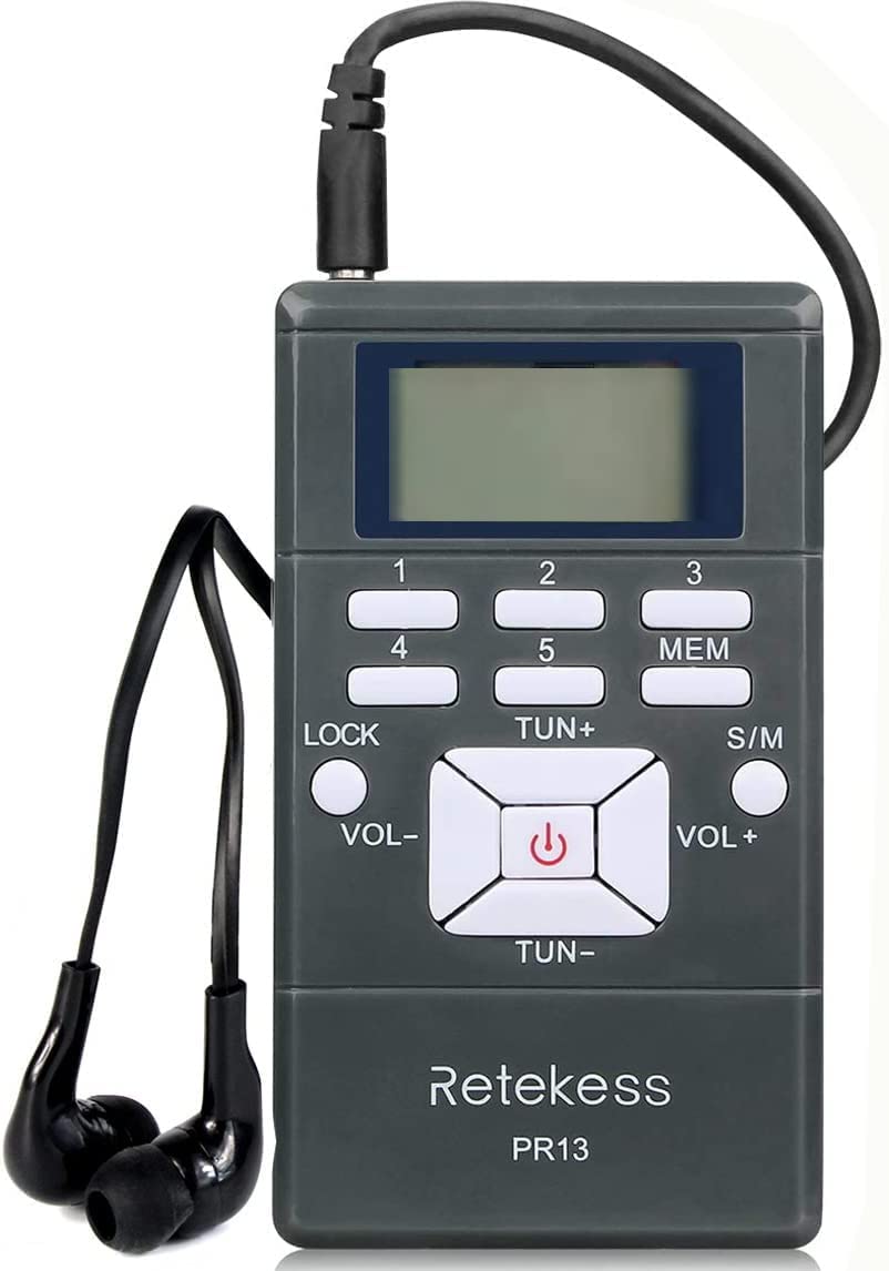 Retekess Church Translation System with 1 TR503 FM Transmitter Headset and 10 PR13 FM Radio Receivers, FM Listening System for Factory Museum School(Case of 1 Transmitter 10 Receivers)