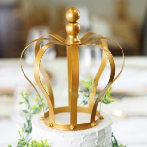 TABLECLOTHSFACTORY 9" Gold Metal Royal Crown Cake Topper For Wedding Party Special Event Personalized Decorations