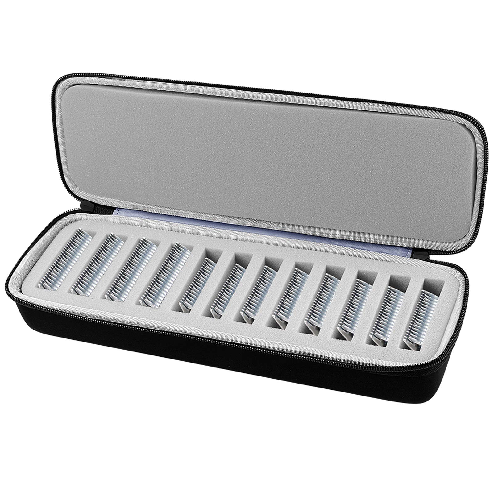 COMECASE Grooming Clipper Blade Case Holder Organizer - Hard Travel Carrying Storage Holds 12 Blades - Upgrade