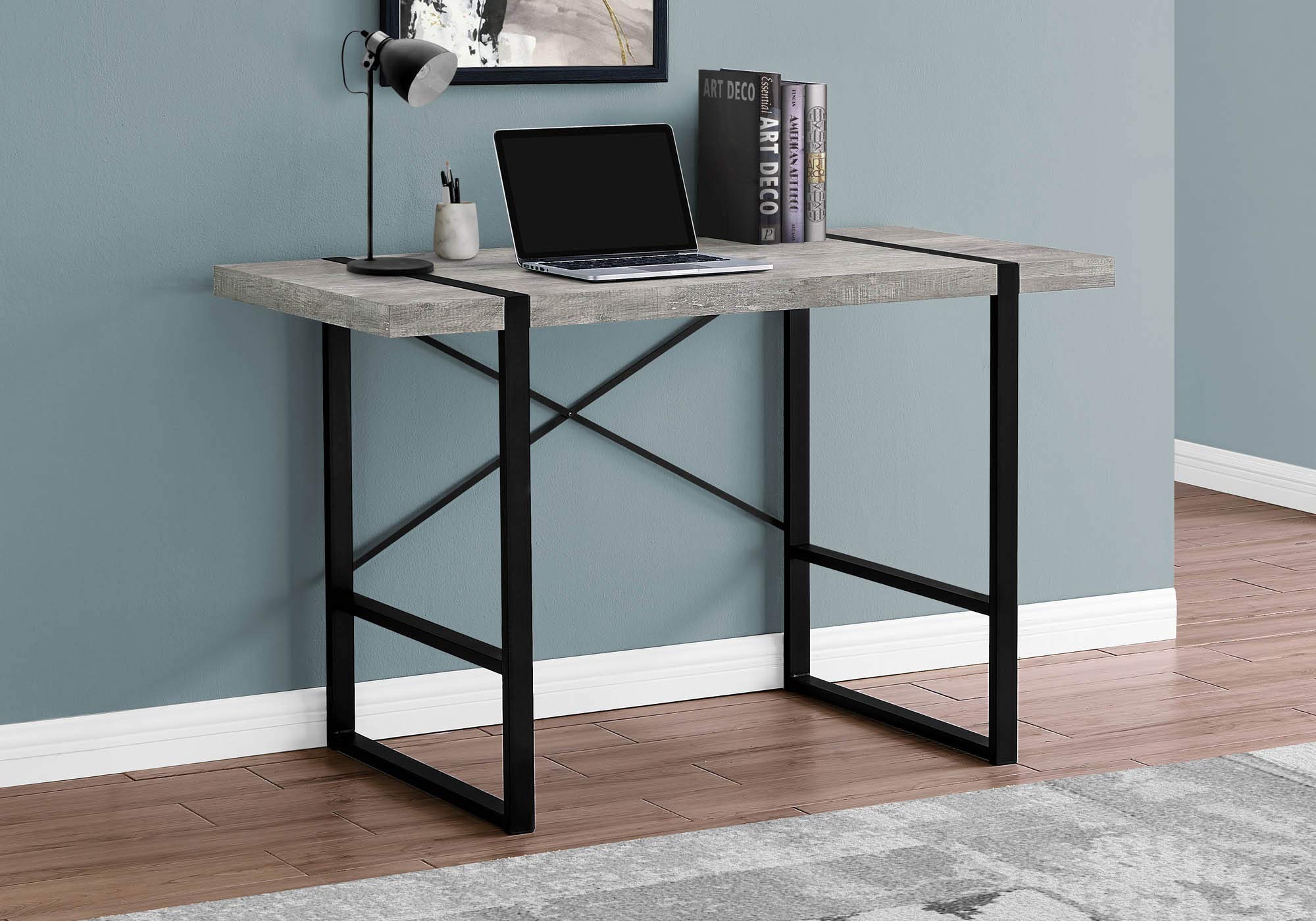 Monarch Specialties Laptop Table for Home & Office-Study Computer Desk-Industrial Style-Metal Legs, 48" L, Gray Reclaimed