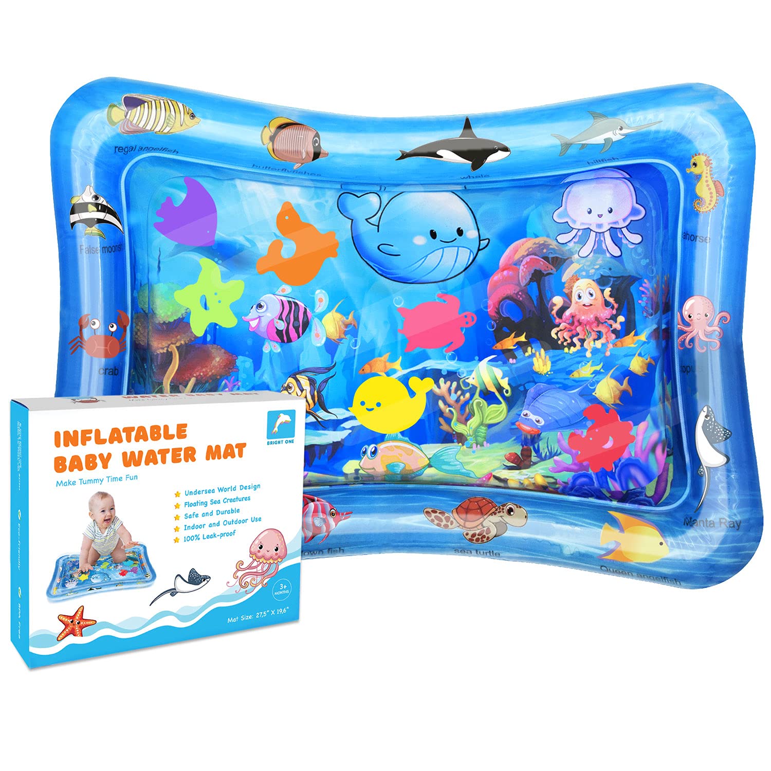 BRIGHT ONE Tummy Time Water Play Mat - Activity Play Mat for Infants 3 6 9 Months - Sensory Baby Toy Gift for Girls and Boys