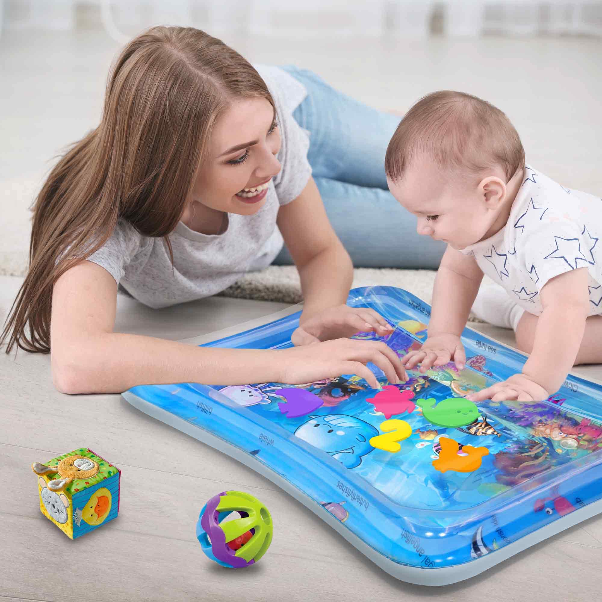 BRIGHT ONE Tummy Time Water Play Mat - Activity Play Mat for Infants 3 6 9 Months - Sensory Baby Toy Gift for Girls and Boys