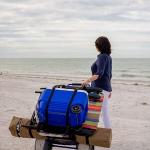 My Beach Cart® The Original Patented NO Rust Aluminum Foldable Beach Cart 13 INCH Big Wheels Balloon Tires for Sand Heavy Duty. Often Imitated, Never Duplicated.