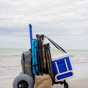 My Beach Cart® The Original Patented NO Rust Aluminum Foldable Beach Cart 13 INCH Big Wheels Balloon Tires for Sand Heavy Duty. Often Imitated, Never Duplicated.