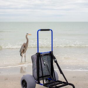 My Beach Cart® The Original Patented NO Rust Aluminum Foldable Beach Cart 13 INCH Big Wheels Balloon Tires for Sand Heavy Duty. Often Imitated, Never Duplicated.