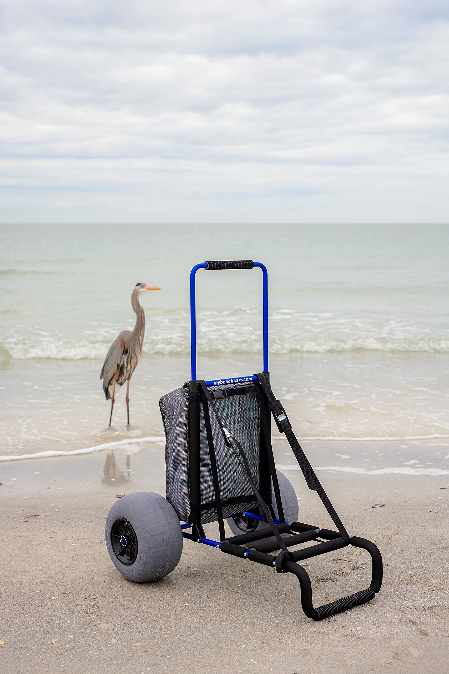 My Beach Cart® The Original Patented NO Rust Aluminum Foldable Beach Cart 13 INCH Big Wheels Balloon Tires for Sand Heavy Duty. Often Imitated, Never Duplicated.