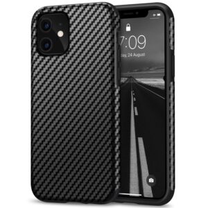 tasikar compatible with iphone 11 case carbon fiber leather design with tpu bumper premium hybrid case (black)