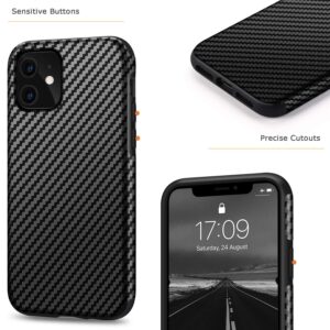 Tasikar Compatible with iPhone 11 Case Carbon Fiber Leather Design with TPU Bumper Premium Hybrid Case (Black)