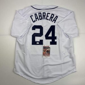 autographed/signed miguel cabrera detroit white baseball jersey jsa coa