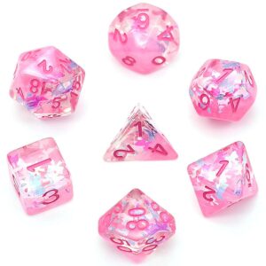udixi polyhedral dnd dice set, d&d dice pink dice compatible dungeons and dragons role playing game,mtg,pathfinder,board games, d and d dice set, d&d（pink）