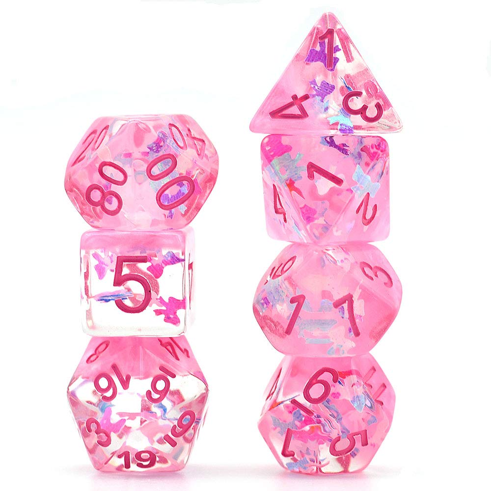 UDIXI Polyhedral DND Dice Set, D&D Dice Pink Dice Compatible Dungeons and Dragons Role Playing Game,MTG,Pathfinder,Board Games, d and d Dice Set, d&d（Pink）