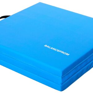 BalanceFrom 1.5" Thick Three Fold Folding Exercise Mat with Carrying Handles for MMA, Gymnastics and Home Gym, Blue