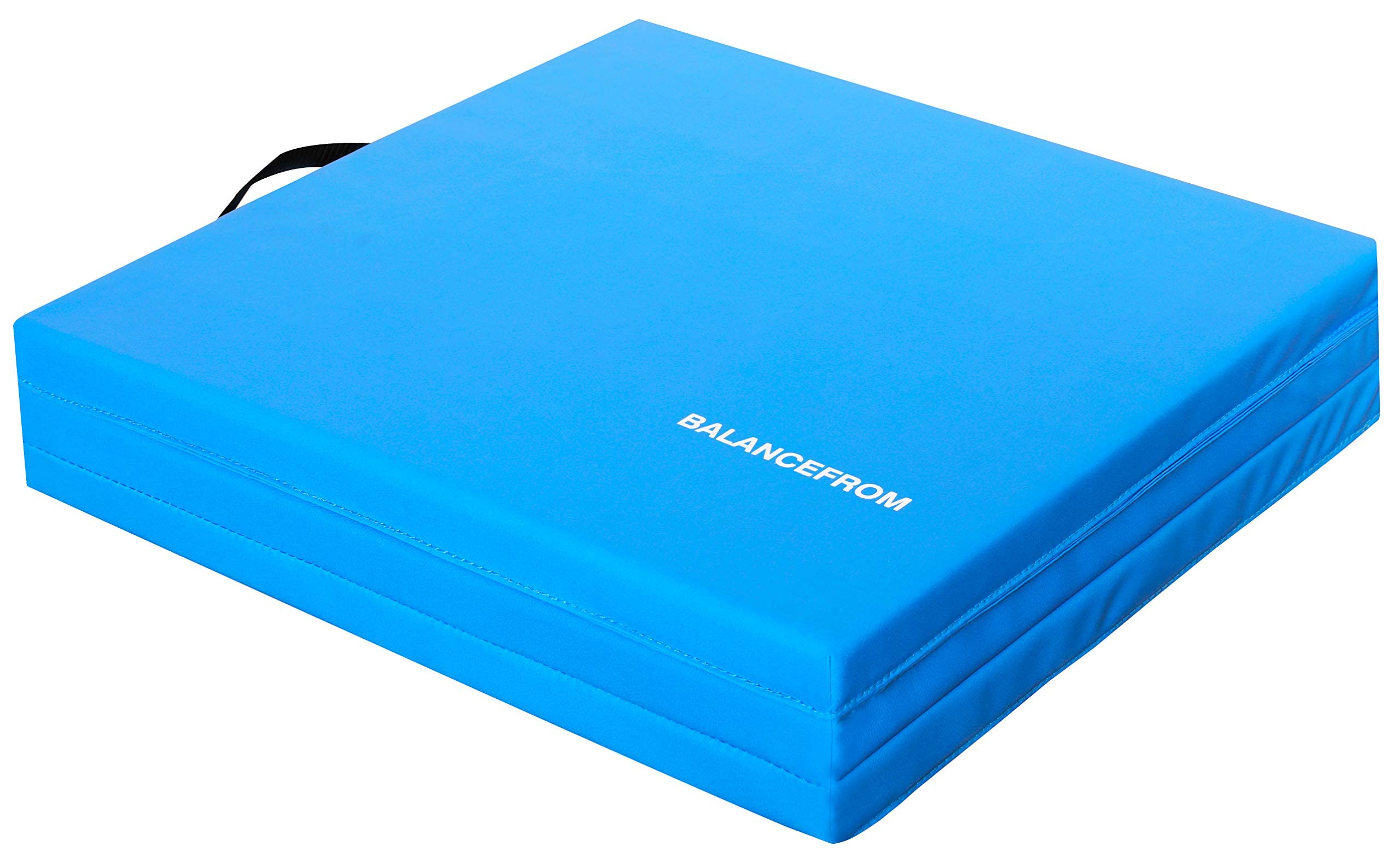 BalanceFrom 1.5" Thick Three Fold Folding Exercise Mat with Carrying Handles for MMA, Gymnastics and Home Gym, Blue