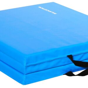 BalanceFrom 1.5" Thick Three Fold Folding Exercise Mat with Carrying Handles for MMA, Gymnastics and Home Gym, Blue