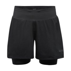 gore wear women's standard r5 w 2in1 shorts, black, s/4-6