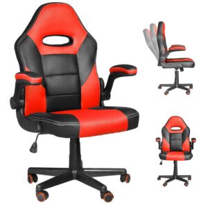 muzii gamer chair gaming chair, gaming chairs for adults, ergonomic pc chair with lumbar support(black-red)