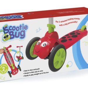 Mookie Scootiebug - Red | 3-Wheel Foldable Scooter with Height-Adjustable Handlebar, Develop Balance and Motor Skills, Sturdy and Easy to Maneuver | For Kids Ages 2 to 5 (8561)