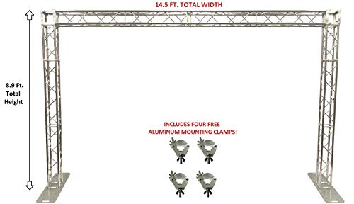 14.5 Ft. Width Square Aluminum Truss Goal Post System For DJ Lights Speakers PA Bolted Trusses That Assemble FAST + Four FREE O Clamps!