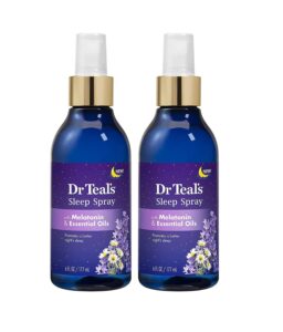 dr. teal's sleep spray with melatonin & essential oils gift set (2 pack, 6 fl oz ea.) - nighttime therapy formula with chamomile & lavender - ease sore muscles while promoting a better nights sleep