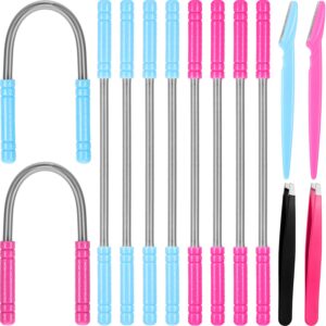 14 pieces facial hair remover set spring epilator hair removal springs eyebrow razors beveled tweezers removes hairs women face threading tool