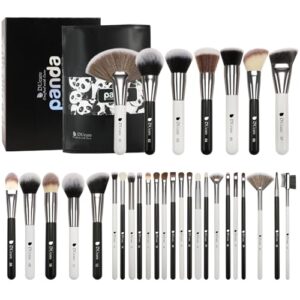 ducare professional makeup brushes panda series makeup brush set valentines day gifts 31pcs kabuki foundation blending face powder blush concealers eye shadows with leather case organizer