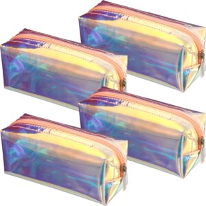 boao 4 pieces holographic makeup bag iridescent cosmetic bag bride bridesmaid waterproof toiletries bag for wedding bachelorette beach party
