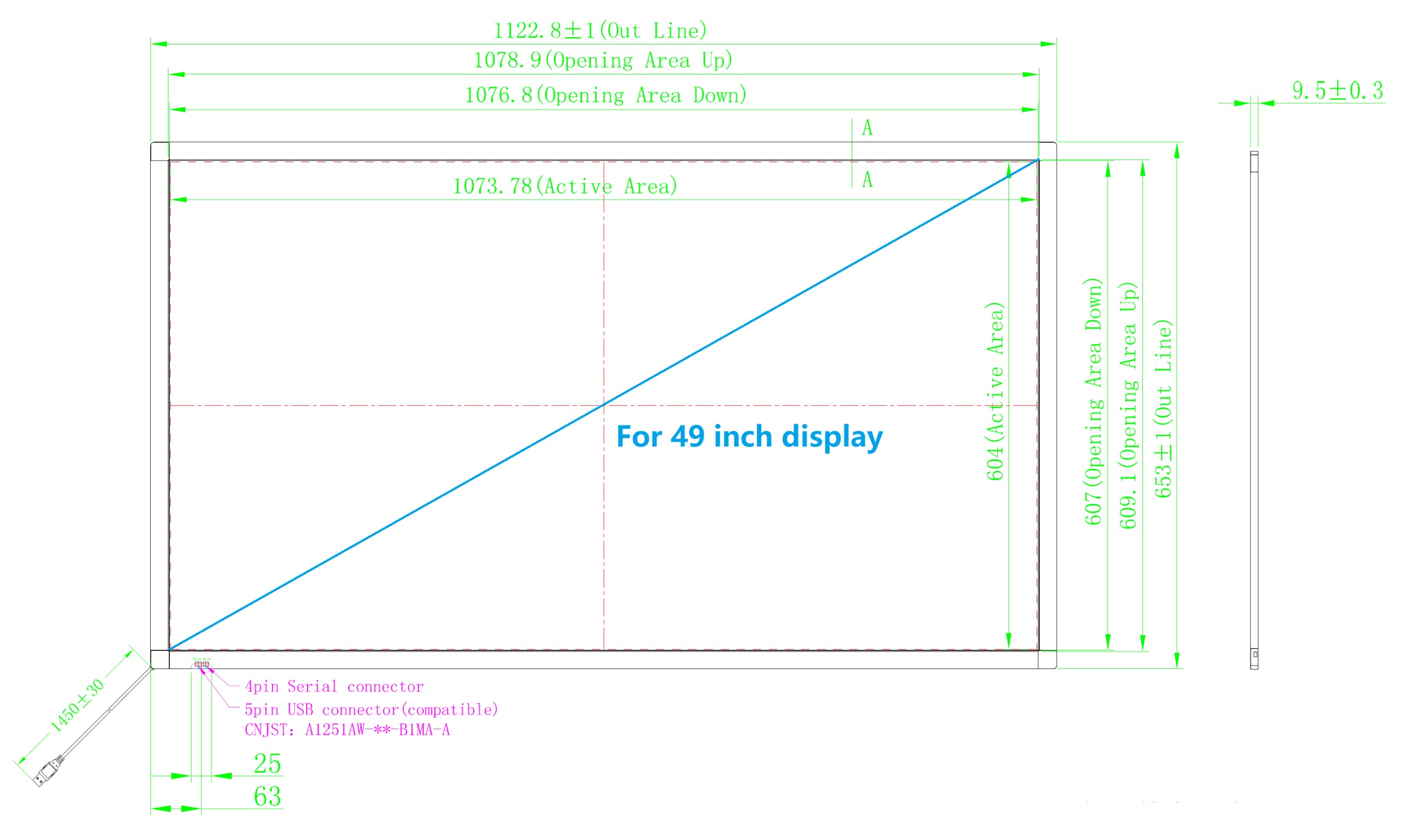 DeYoWo 49 Inch Interactive 10 Points Infrared IR Touch Screen Overlay Frame Free Driver