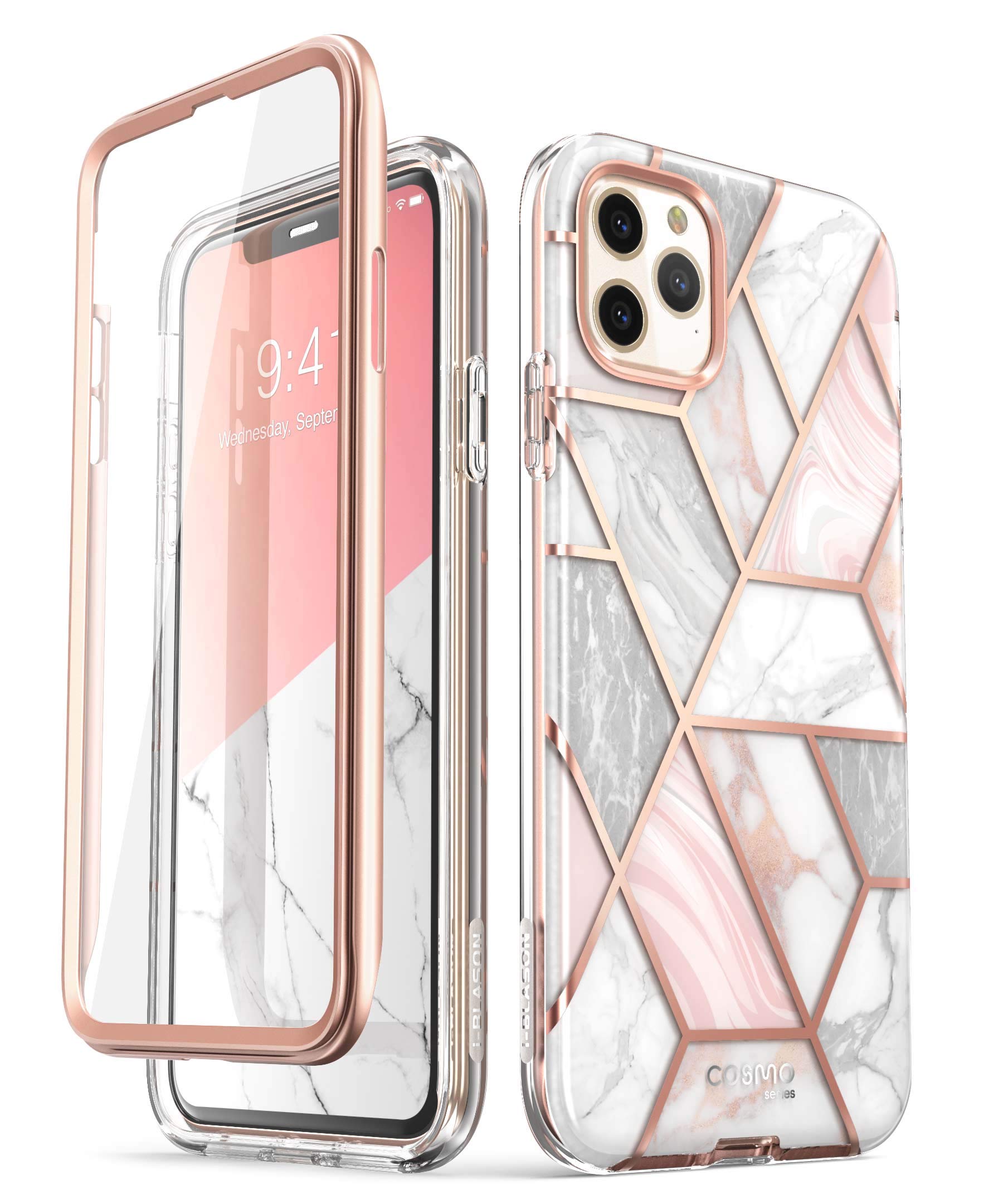 i-Blason Cosmo Series Case for iPhone 11 Pro Max 2019 Release, Slim Full-Body Stylish Protective Case with Built-in Screen Protector (Marble)