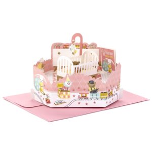 hallmark paper wonder pop up baby shower card for girl (nursery) welcome new baby girl, congratulations