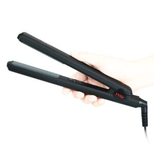 MHU Hair Straightener 1 Inch Instant Heat, Tourmaline Ceramic 3D Floating Plates, Keratin Ion Flat Iron Auto Shut-Off and Adjustment Temperature, Black