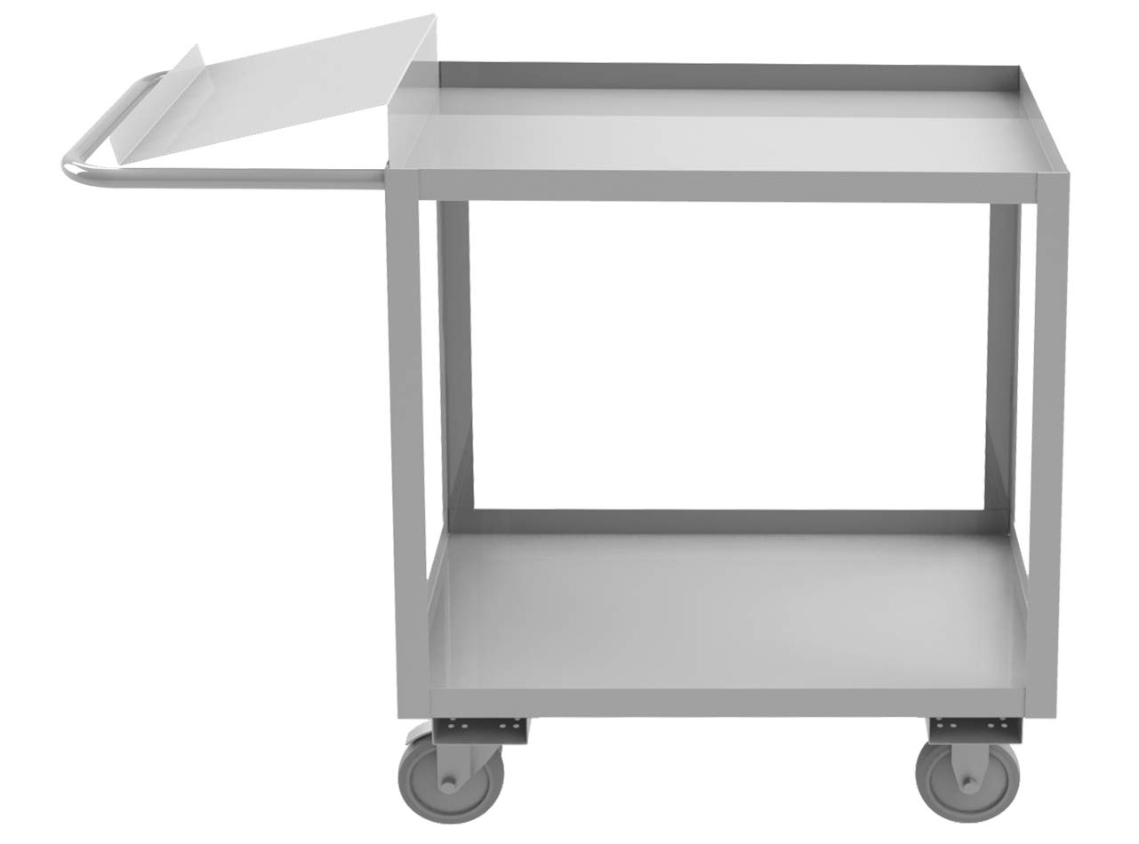 Durham SOPC1618302ALU5PU Stainless Order Picking Cart, 2 shelves