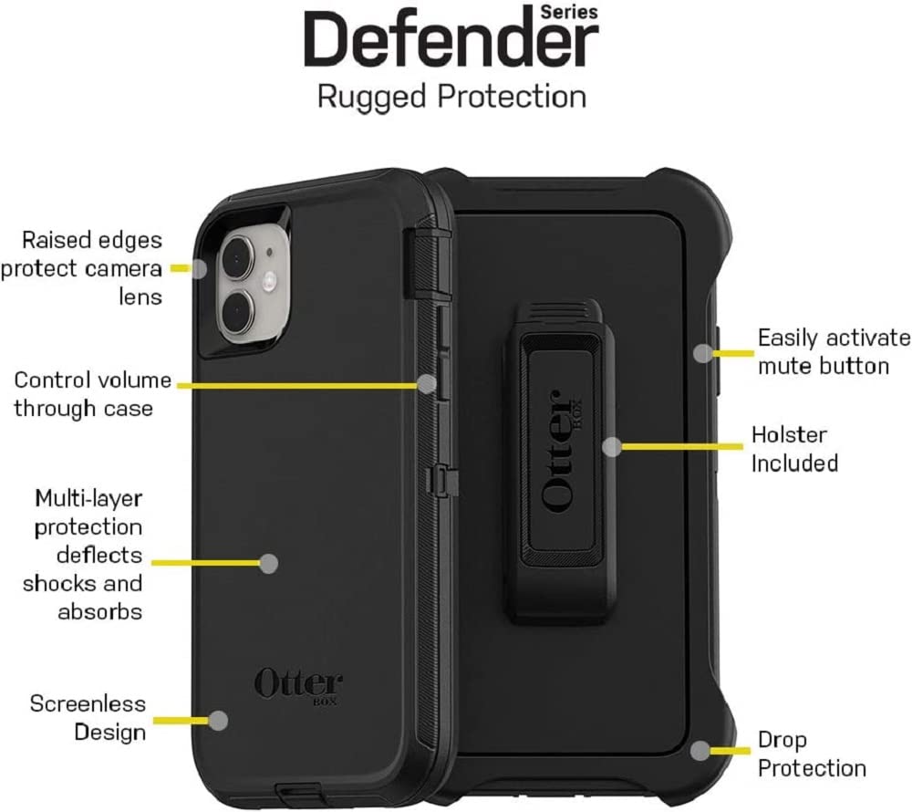 OtterBox iPhone 11 Defender Series Case - PURPLE NEBULA (WINSOME ORCHID/NIGHT PURPLE), rugged & durable, with port protection, includes holster clip kickstand