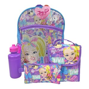 RALME JoJo Siwa Backpack 5 Pc. Set for Girls, 16 in. Sequin Backpack w/JoJo Lunch Bag & Pencil Case