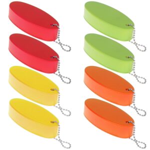 8pcs foam floating keychain oval shaped foam floating key ring foam floater key chain for boating fishing surfing sailing and outdoor sports, 4 colors