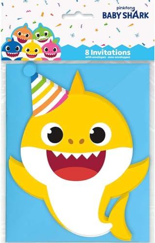 Unique Baby Shark Large Invitations - 8 Count