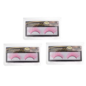 lurrose 3 pairs long thick fake eyelashes,halloween dance rave costume eyelashes reusable exaggerated eyelash for girls (pink)