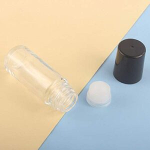 ConStore 4 PCS 30ML Deodorant Glass Roller Bottles with Plastic Roller Ball Black Cap Leak-Proof Massage Roll On Bottles Containers