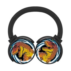 Cool Galaxy Dinosaurs 3D Printed Wireless Retractable Bluetooth Headphones Headsets Over Ear for Kids Or Adults Black