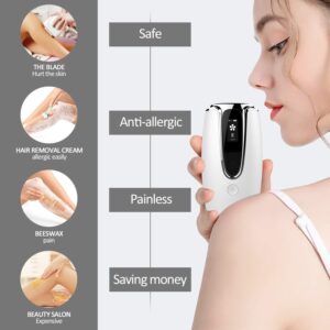 Hair Removal, Painless Permanent Light Hair Remover Device,IPL Hair Removal System for Wholebody Home Use for Light Skin,Non Rechargeable GOZYE