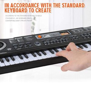 Keyboard Piano Kids 61 Key Electronic Digital Piano Musical Instrument Kit with Microphone Music Home Teaching Toys for Boy Girls (Black)