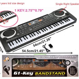 Keyboard Piano Kids 61 Key Electronic Digital Piano Musical Instrument Kit with Microphone Music Home Teaching Toys for Boy Girls (Black)